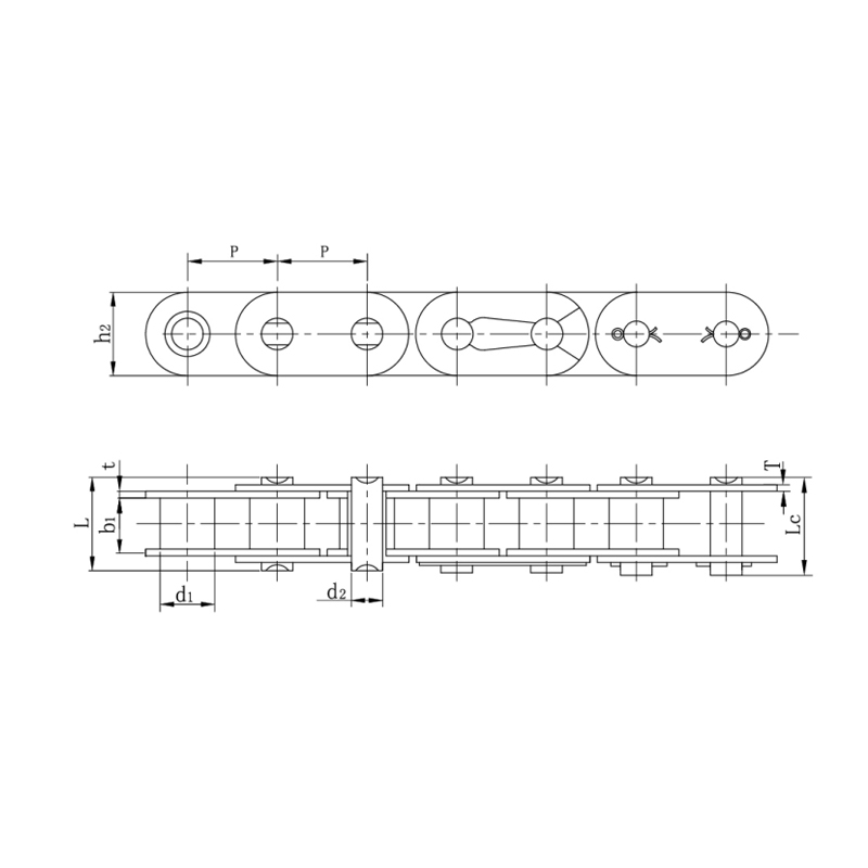 زنجیر غلتکی با صفحه کناری مستقیم (سری A)
