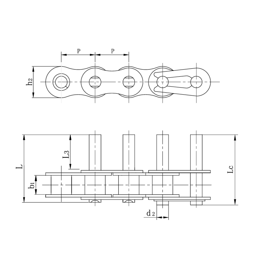 زنجیر نقاله گام کوتاه پین ​​های کشیده